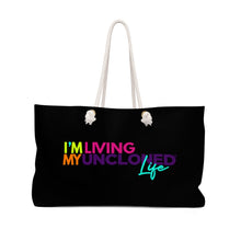 Load image into Gallery viewer, I&#39;m Living My UnCloned® Life&quot; Black- Weekender Bag